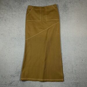 Lovers & Friends Khaki Maxi Skirt Contrast Stitching Womens size XS #2171